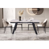 HORIZON, table extensible 160 à 240 cm - plateau pierre frittée - avec allonges - pieds en métal noir - 3 finitions