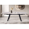 HORIZON, table extensible 160 à 240 cm - plateau pierre frittée - avec allonges - pieds en métal noir - 3 finitions