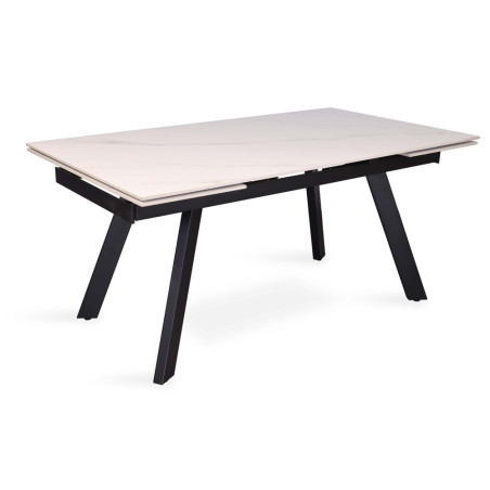 HORIZON, table extensible 160 à 240 cm - plateau pierre frittée - avec allonges - pieds en métal noir - 3 finitions