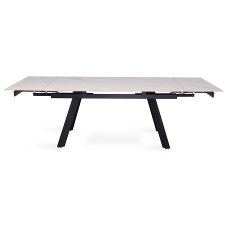 HORIZON, table extensible 160 à 240 cm - plateau pierre frittée - avec allonges - pieds en métal noir - 3 finitions