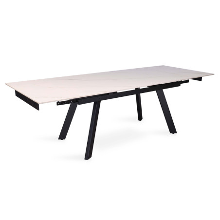 HORIZON, table extensible 160 à 240 cm - plateau pierre frittée - avec allonges - pieds en métal noir - 3 finitions