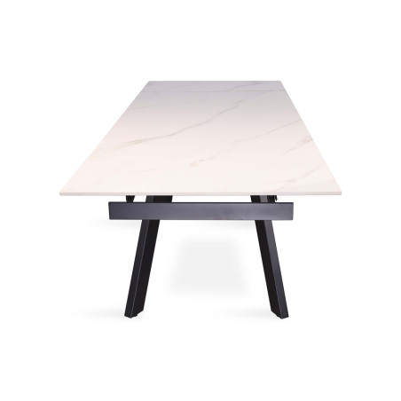 HORIZON, table extensible 160 à 240 cm - plateau pierre frittée - avec allonges - pieds en métal noir - 3 finitions