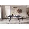 HORIZON, table extensible 160 à 240 cm - plateau pierre frittée - avec allonges - pieds en métal noir - 3 finitions