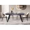 HORIZON, table extensible 160 à 240 cm - plateau pierre frittée - avec allonges - pieds en métal noir - 3 finitions
