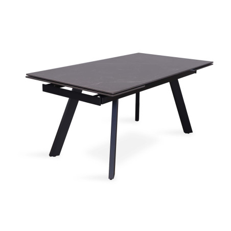 HORIZON, table extensible 160 à 240 cm - plateau pierre frittée - avec allonges - pieds en métal noir - 3 finitions