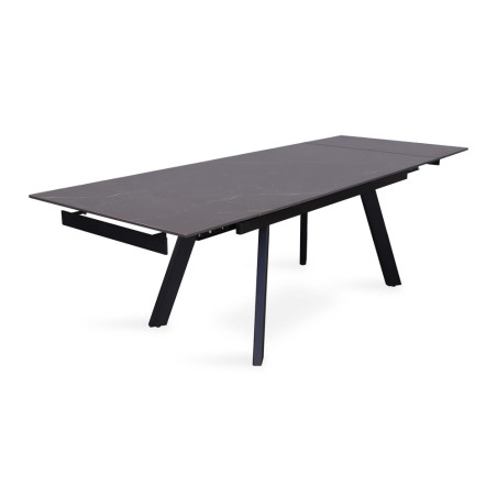 HORIZON, table extensible 160 à 240 cm - plateau pierre frittée - avec allonges - pieds en métal noir - 3 finitions