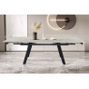 HORIZON, table extensible 160 à 240 cm - plateau pierre frittée - avec allonges - pieds en métal noir - 3 finitions