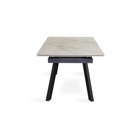 HORIZON, table extensible 160 à 240 cm - plateau pierre frittée - avec allonges - pieds en métal noir - 3 finitions