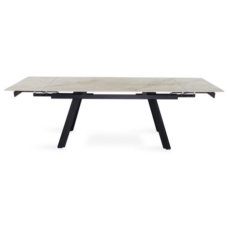 HORIZON, table extensible 160 à 240 cm - plateau pierre frittée - avec allonges - pieds en métal noir - 3 finitions