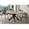 AMETHYSTE, table extensible ronde 140 cm - plateau pierre frittée - avec allonges - 2 finitions