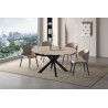 AMETHYSTE, table extensible ronde 140 cm - plateau pierre frittée - avec allonges - 2 finitions