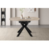 AMETHYSTE, table extensible ronde 140 cm - plateau pierre frittée - avec allonges - 2 finitions