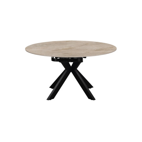 AMETHYSTE, table extensible ronde 140 cm - plateau pierre frittée - avec allonges - 2 finitions