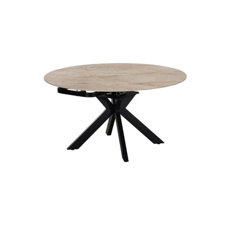 AMETHYSTE, table extensible ronde 140 cm - plateau pierre frittée - avec allonges - 2 finitions