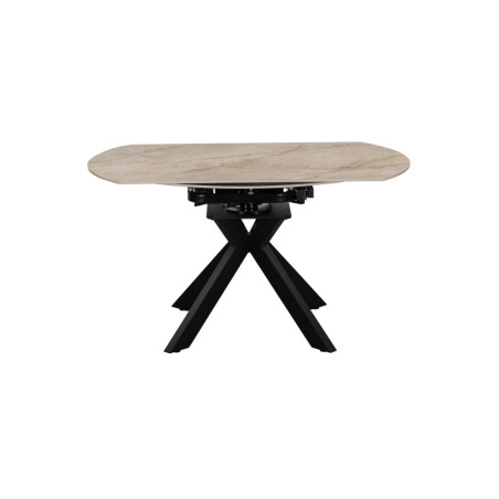 AMETHYSTE, table extensible ronde 140 cm - plateau pierre frittée - avec allonges - 2 finitions