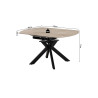 AMETHYSTE, table extensible ronde 140 cm - plateau pierre frittée - avec allonges - 2 finitions