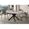 AMETHYSTE, table extensible ronde 140 cm - plateau pierre frittée - avec allonges - 2 finitions