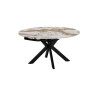 AMETHYSTE, table extensible ronde 140 cm - plateau pierre frittée - avec allonges - 2 finitions