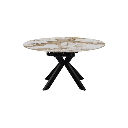 AMETHYSTE, table extensible ronde 140 cm - plateau pierre frittée - avec allonges - 2 finitions