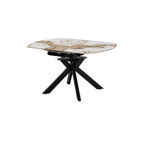 AMETHYSTE, table extensible ronde 140 cm - plateau pierre frittée - avec allonges - 2 finitions