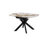 AMETHYSTE, table extensible ronde 140 cm - plateau pierre frittée - avec allonges - 2 finitions