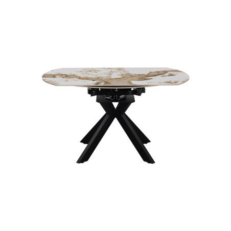 AMETHYSTE, table extensible ronde 140 cm - plateau pierre frittée - avec allonges - 2 finitions