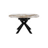 AMETHYSTE, table extensible ronde 140 cm - plateau pierre frittée - avec allonges - 2 finitions