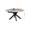 AMETHYSTE, table extensible ronde 140 cm - plateau pierre frittée - avec allonges - 2 finitions