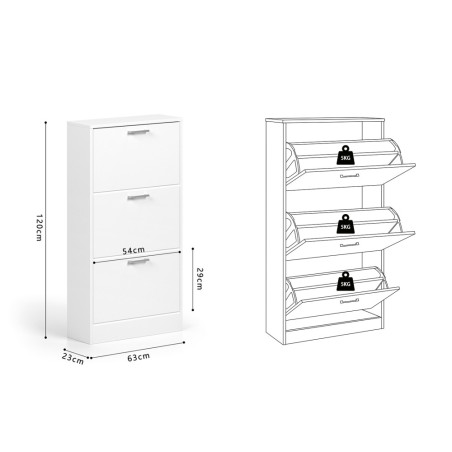 CARMIN, meuble à chaussures 63 cm - 3 tiroirs - 2 finitions