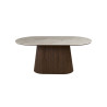 VALDORA, table à manger ovale 180 cm - plateau pierre frittée - pieds en métal noir - 2 finitions