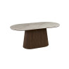 VALDORA, table à manger ovale 180 cm - plateau pierre frittée - pieds en métal noir - 2 finitions