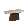 VALDORA, table à manger ovale 180 cm - plateau pierre frittée - pieds en métal noir - 2 finitions