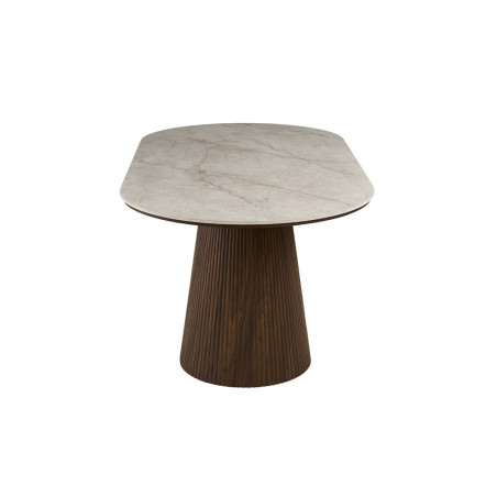VALDORA, table à manger ovale 180 cm - plateau pierre frittée - pieds en métal noir - 2 finitions