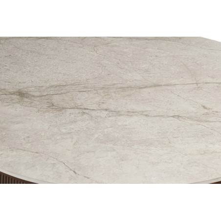 VALDORA, table à manger ovale 180 cm - plateau pierre frittée - pieds en métal noir - 2 finitions