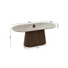 VALDORA, table à manger ovale 180 cm - plateau pierre frittée - pieds en métal noir - 2 finitions