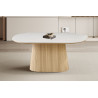 VALDORA, table à manger ovale 180 cm - plateau pierre frittée - pieds en métal noir - 2 finitions