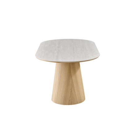 VALDORA, table à manger ovale 180 cm - plateau pierre frittée - pieds en métal noir - 2 finitions