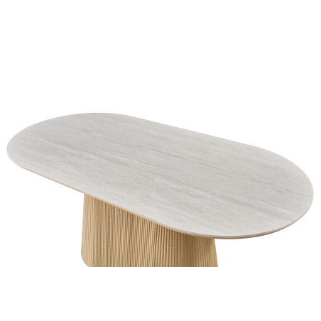 VALDORA, table à manger ovale 180 cm - plateau pierre frittée - pieds en métal noir - 2 finitions