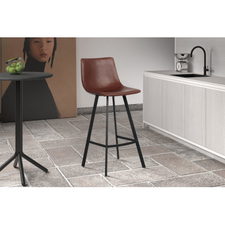 OCRE, tabouret de bar hauteur 108 cm - simili cuir - pieds en métal noir - 4 coloris