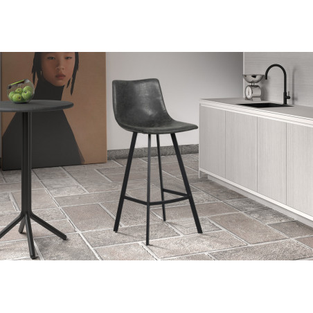 OCRE, tabouret de bar hauteur 108 cm - simili cuir - pieds en métal noir - 4 coloris