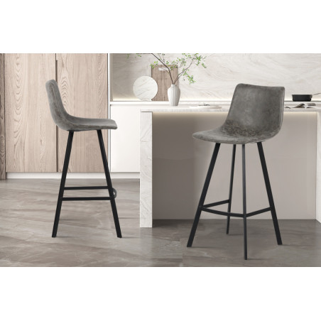 OCRE, tabouret de bar hauteur 108 cm - simili cuir - pieds en métal noir - 4 coloris
