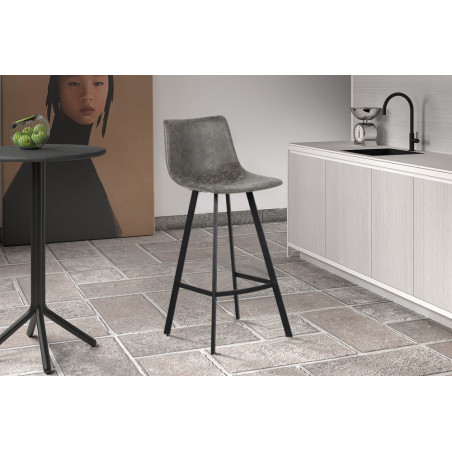 OCRE, tabouret de bar hauteur 108 cm - simili cuir - pieds en métal noir - 4 coloris