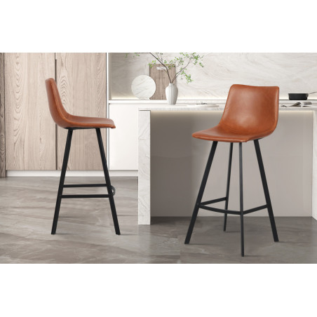 OCRE, tabouret de bar hauteur 108 cm - simili cuir - pieds en métal noir - 4 coloris
