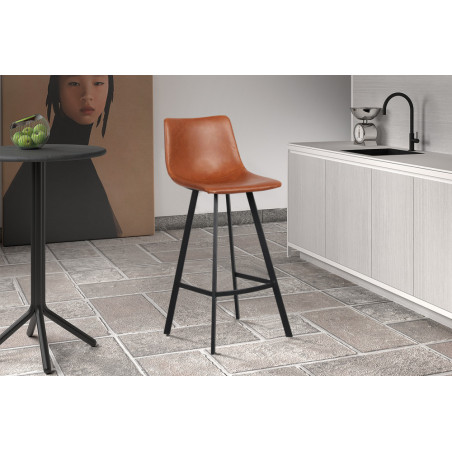 OCRE, tabouret de bar hauteur 108 cm - simili cuir - pieds en métal noir - 4 coloris