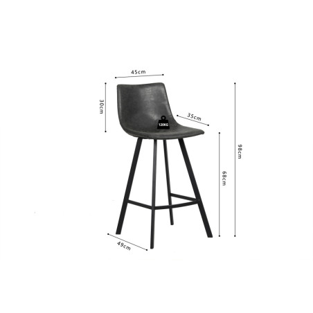 OCRE, chaise de comptoir hauteur 98 cm - simili cuir - 4 coloris
