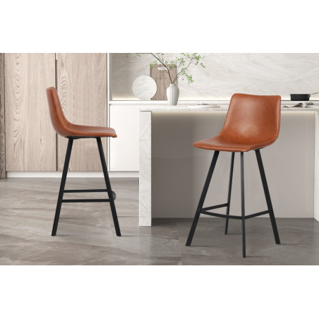 OCRE, chaise de comptoir hauteur 98 cm - simili cuir - 4 coloris