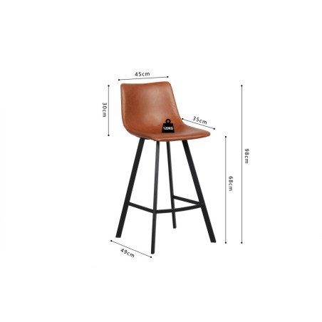OCRE, chaise de comptoir hauteur 98 cm - simili cuir - 4 coloris