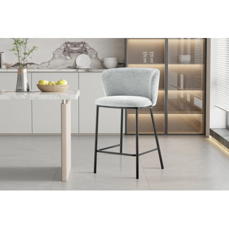 ARCADIE, chaise de comptoir hauteur 88,5 cm - tissu doux - 2 coloris