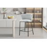 ARCADIE, chaise de comptoir hauteur 88,5 cm - tissu doux - 2 coloris