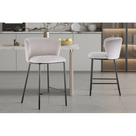 ARCADIE, chaise de comptoir hauteur 88,5 cm - tissu doux - 2 coloris